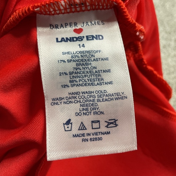 Draper James Ruffle V-Neck Floral One Piece Swimsuit Orange Sz 14 Beach Summer - Picture 5 of 10